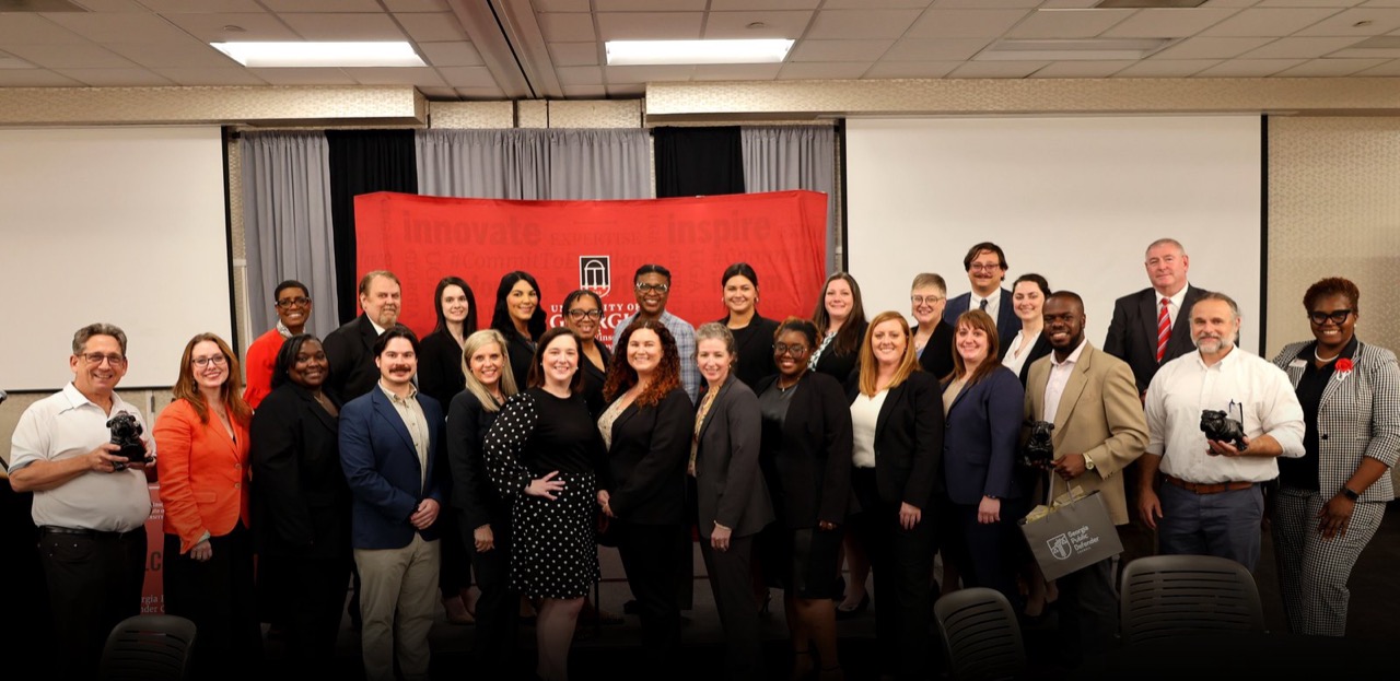 The Georgia Public Defender Council Leadership Academy Class of 2025–2026 with former alumni and staff from the Carl Vinson Institute of Government.