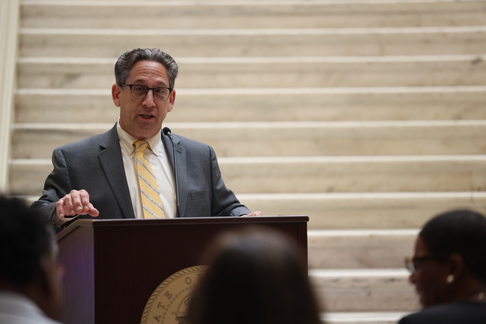 Michael Syrop, Paulding Circuit Public Defender, concludes the ceremony with a vote of thanks on behalf of the 2024–2025 Leadership Academy class.