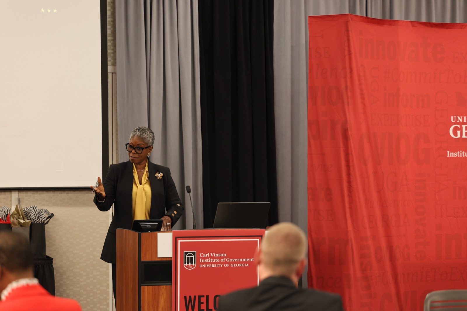 GPDC Executive Director Omotayo B. Alli addresses graduates at the Leadership Academy graduation ceremony.