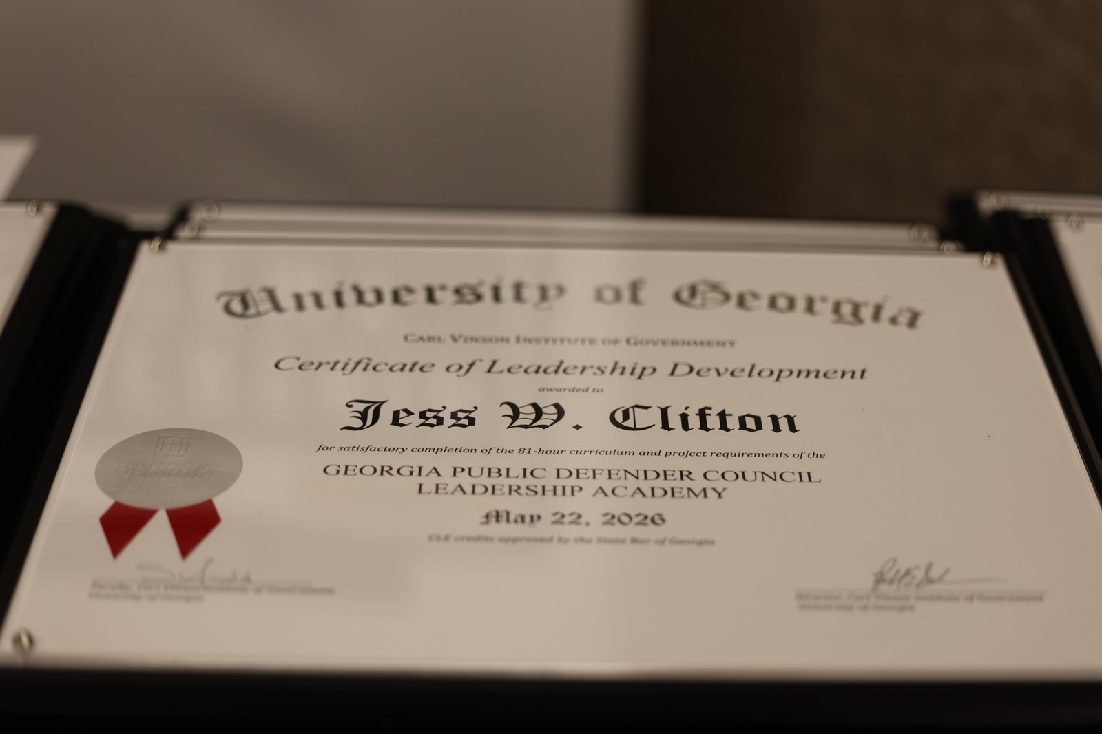 Each graduate received a University of Georgia Carl Vinson Institute of Government Certificate of Leadership Development.