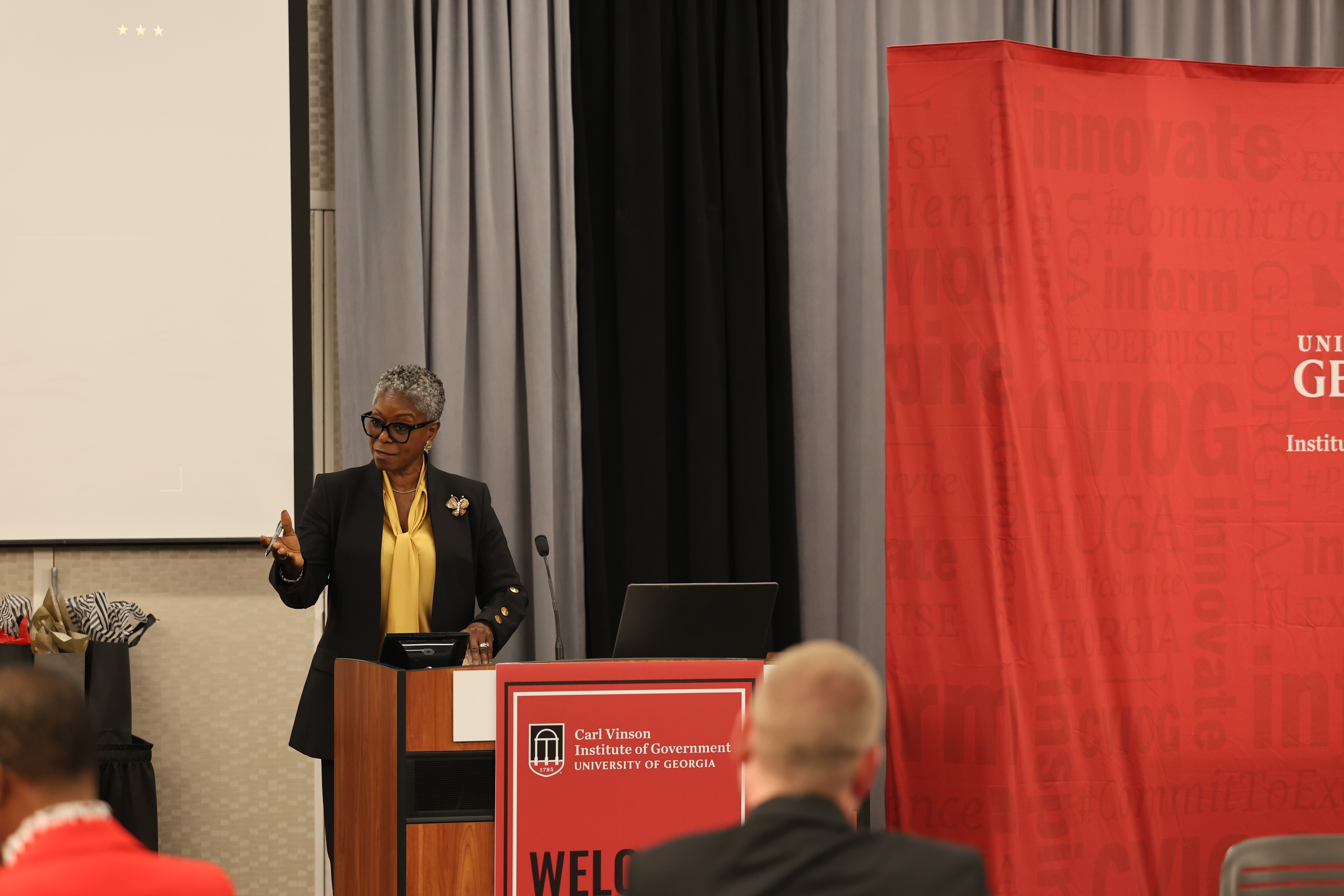 GPDC Executive Director Omotayo B. Alli addresses graduates at the Leadership Academy graduation ceremony.